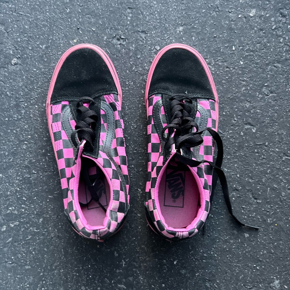 Vans Black and Pink Checkered Shoes